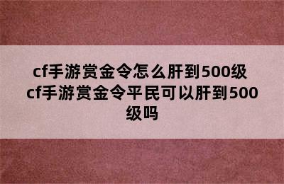 cf手游赏金令怎么肝到500级 cf手游赏金令平民可以肝到500级吗